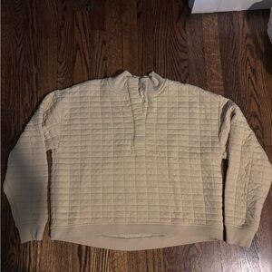 Alia Cream Quilted Zip-Up Sweater